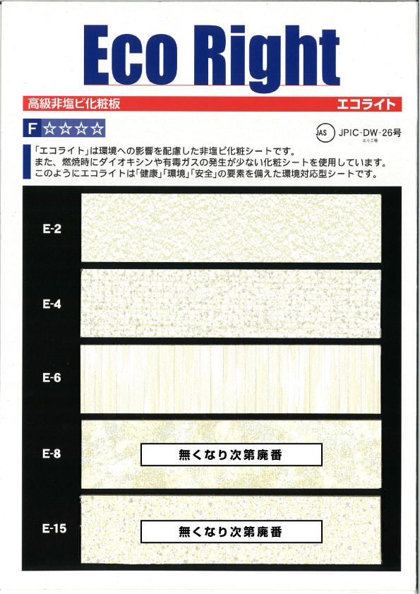 エコライト（非塩ビ化粧板）